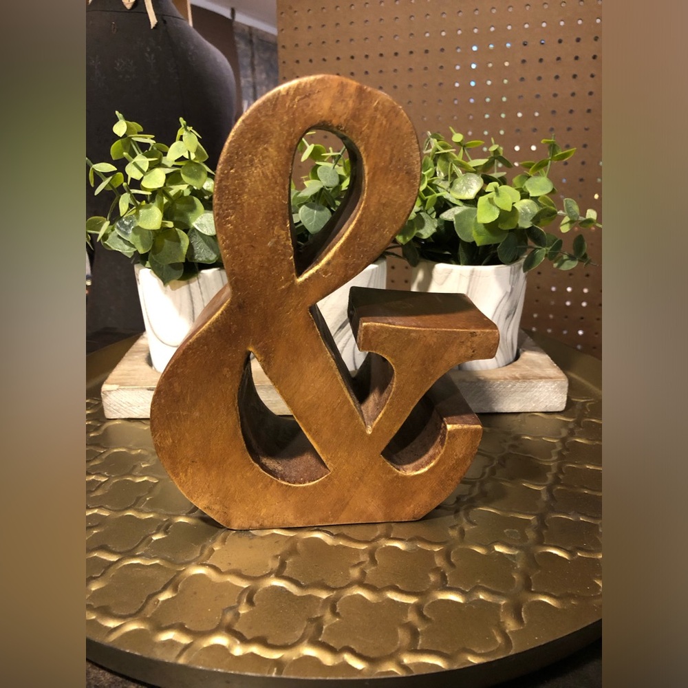 Rustic Golden Brown Ampersand Decor